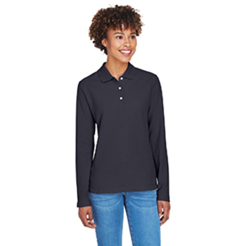 Devon& Jones Ladies' Pima Piqué Long-Sleeve Polo Thumbnail